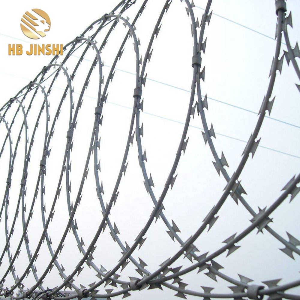 BTO-22 450MM  Galvanized Concertina Flat Wrap Razor Wire