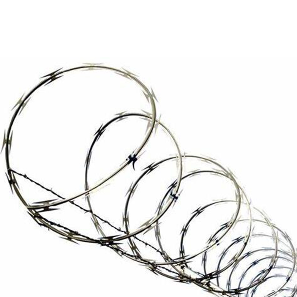 CBT65 เคลือบสังกะสีสูง Concertina Razor Wire ลวดหนามมีดโกน