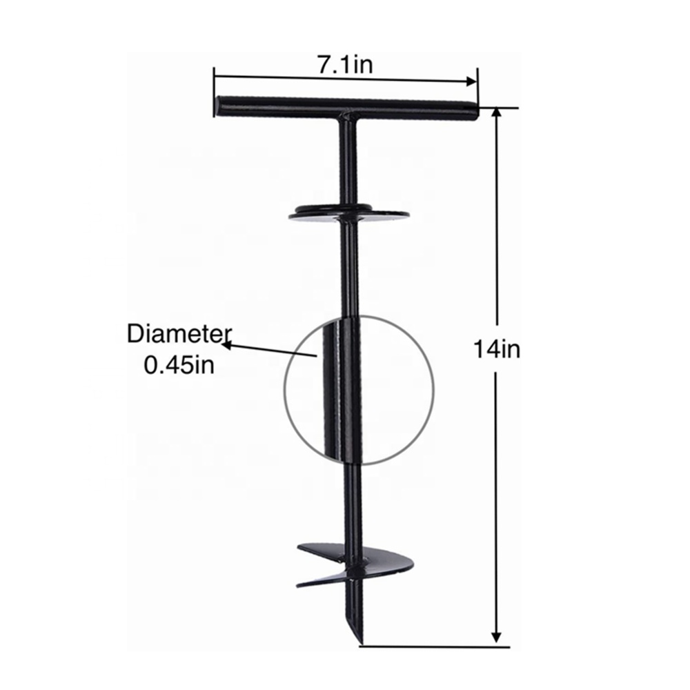 24" Auger Tie Out Stake for Dogs Heavy Duty Black Metal Ground Anchor Stakes