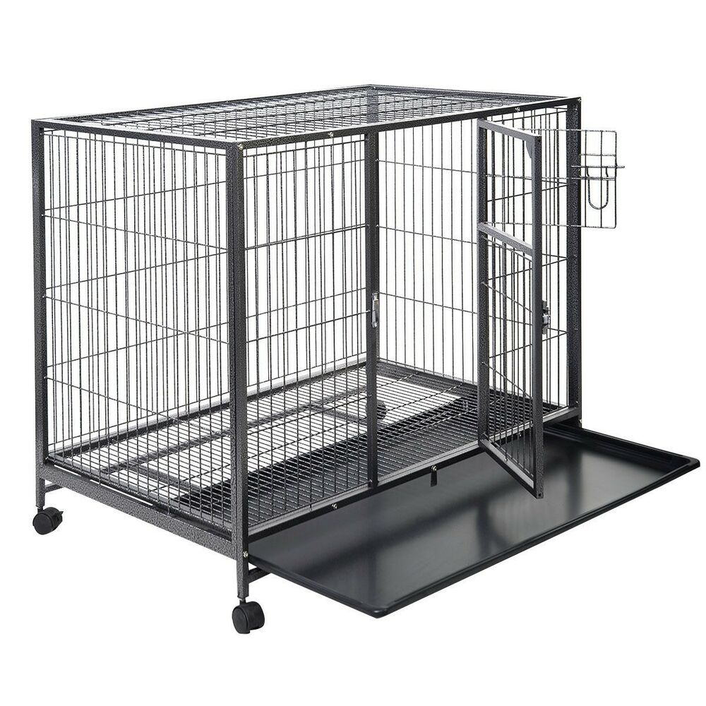 Hundbur med hjul Bärbar hundvalphållare Crate Cage