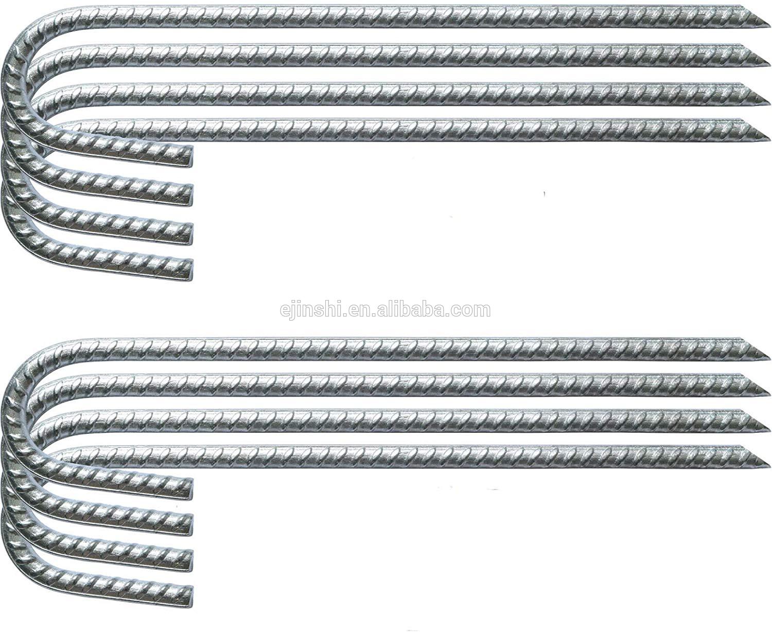 Heavy Duty Steel Ground Anchors Galvanized Rebar Stakes J Hook stake