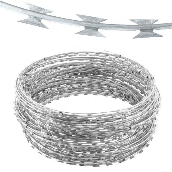 Outdoor Security Razor Fencing Wire Galvanized Steel Ribbon Razor Wire Coil