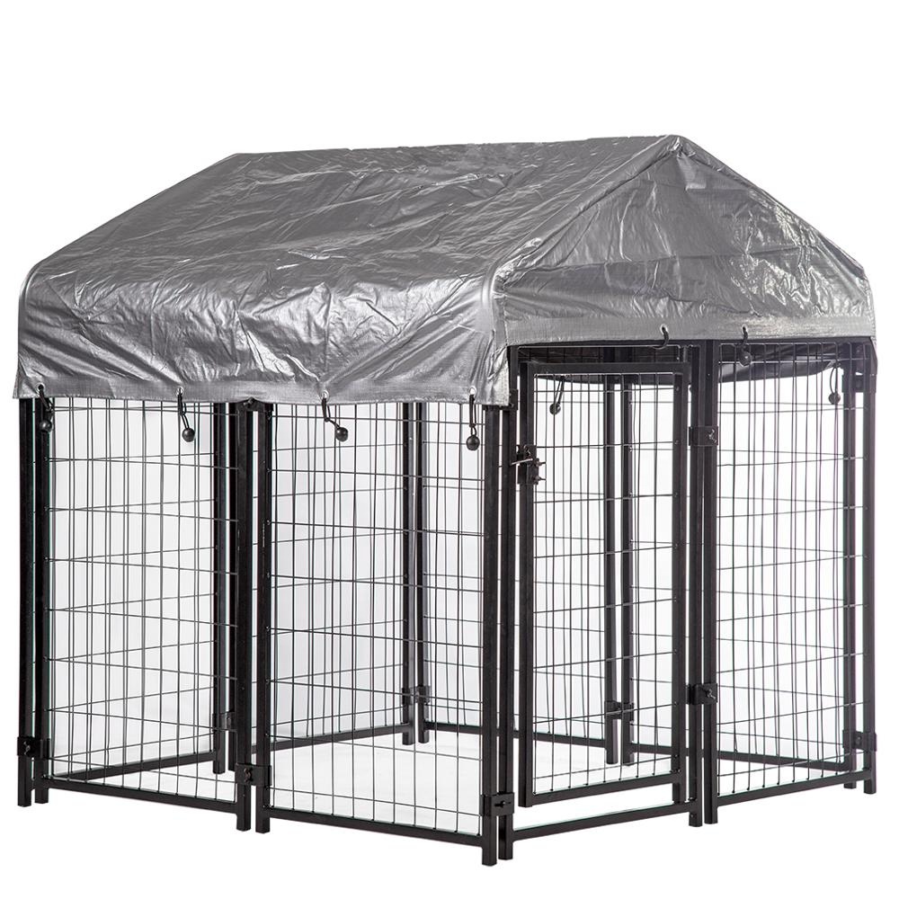 8ft * 6ft * 6ft Black Coated Welded Mesh Dog Kennel Pet Run