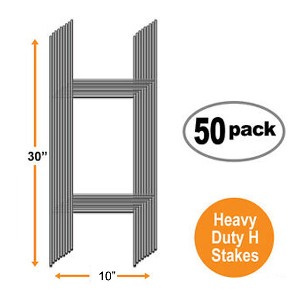 50Pack Galvanized 10" x 30" H Frame Wire Stakes Yard Awọn okowo Ibuwọlu fun Dimu Ibuwọlu Yard