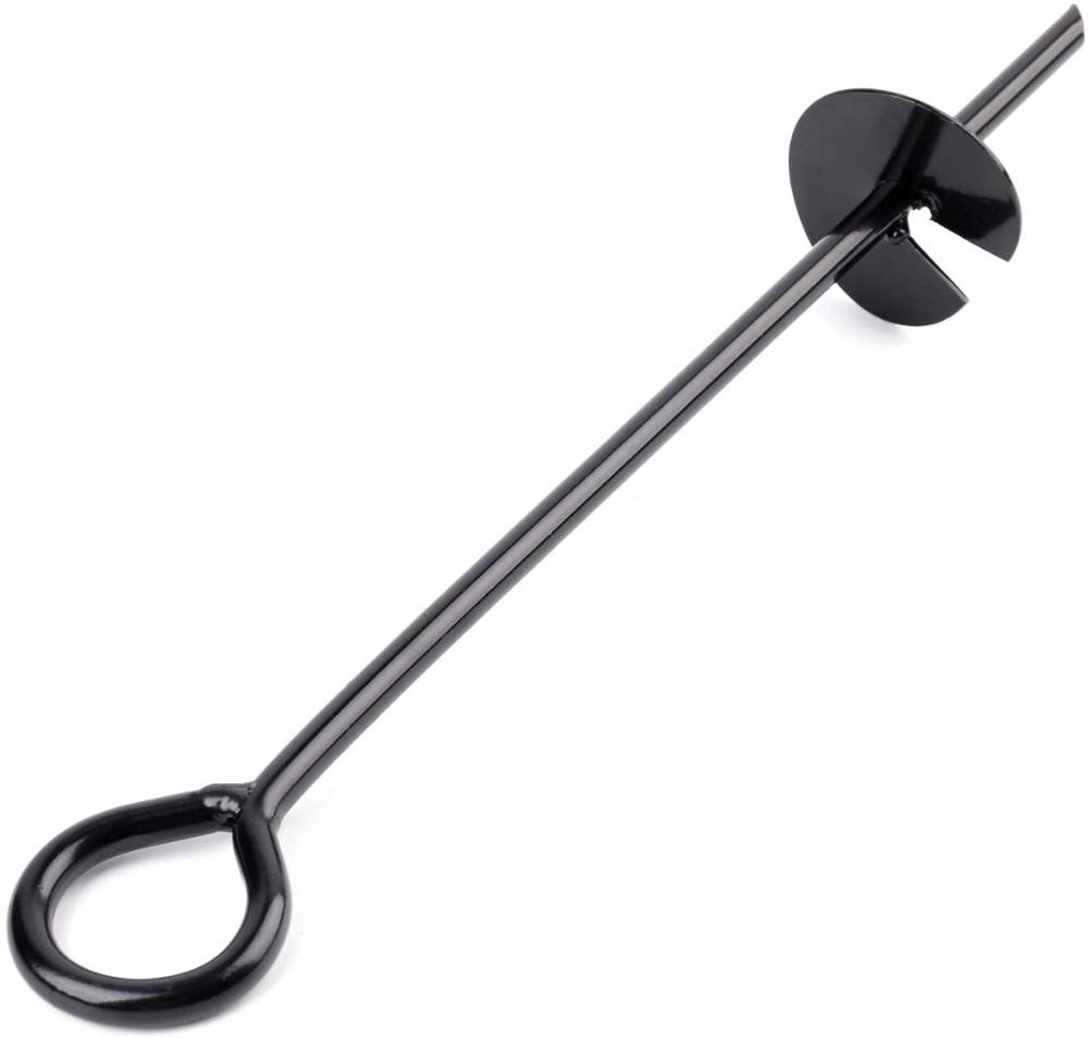 15 Inch Black Ground Anchor Reusable Heavy Duty Steel Wind Stakes