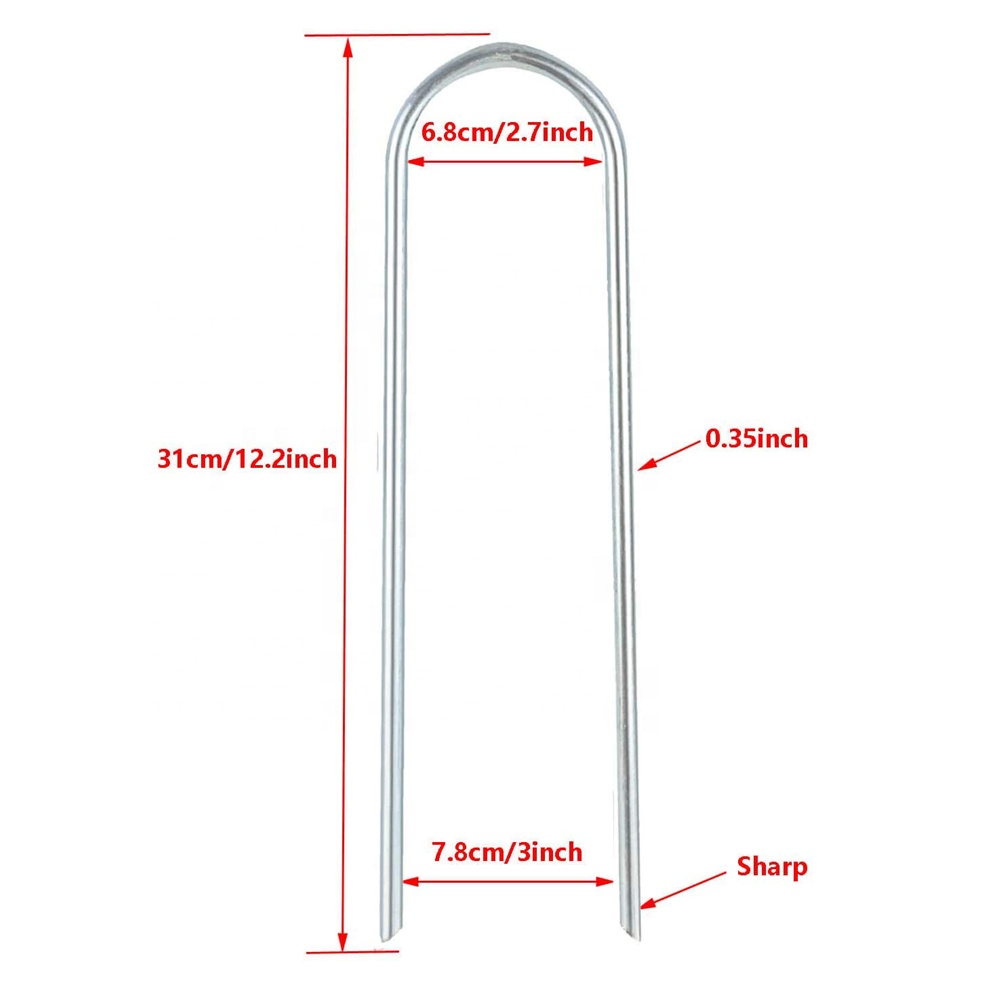 Heavy Duty U Type Anchors Galvanized 12"  Metal Tent Stakes