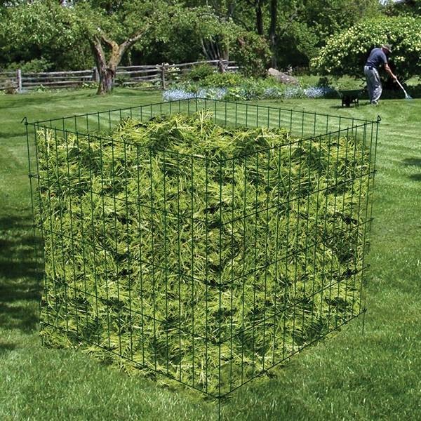 48"x48"x36" Powder mkpuchi mkpuchi ubi waya Compost CAGE maka akwụkwọ na ahịhịa