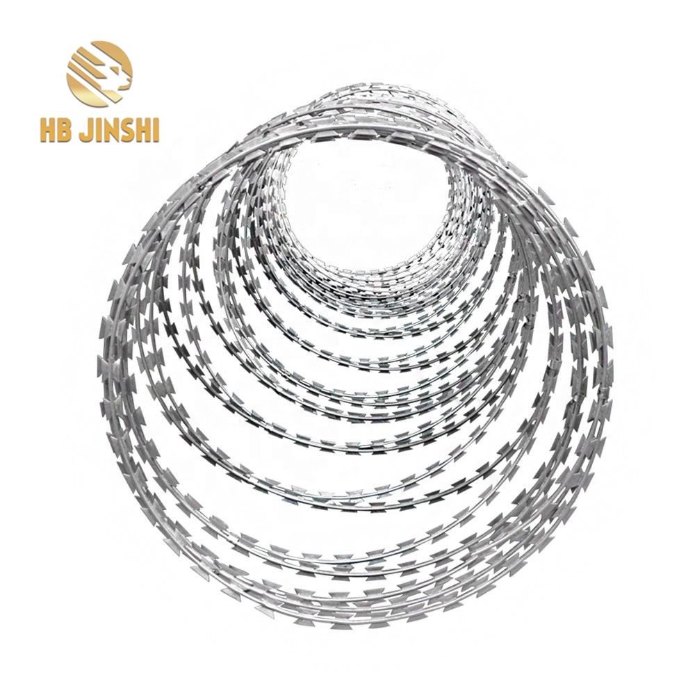 450mm Nigeria Fencing Wire BTO-22 Hot Dipped Galvanized Concertina Razor Barbed Wire