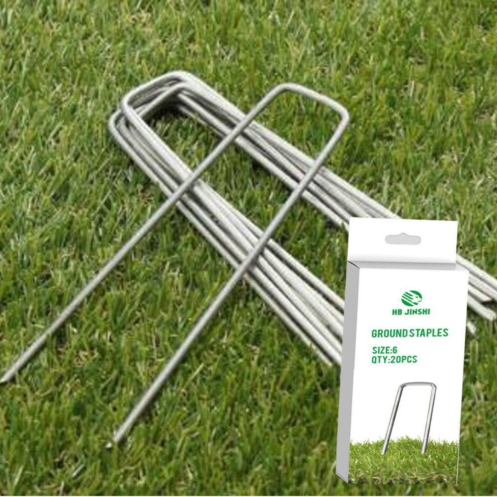 Galvanized 6''*1''*6'' 20pcs/box Package U Shaped Ground Staples Garden Sod Staples