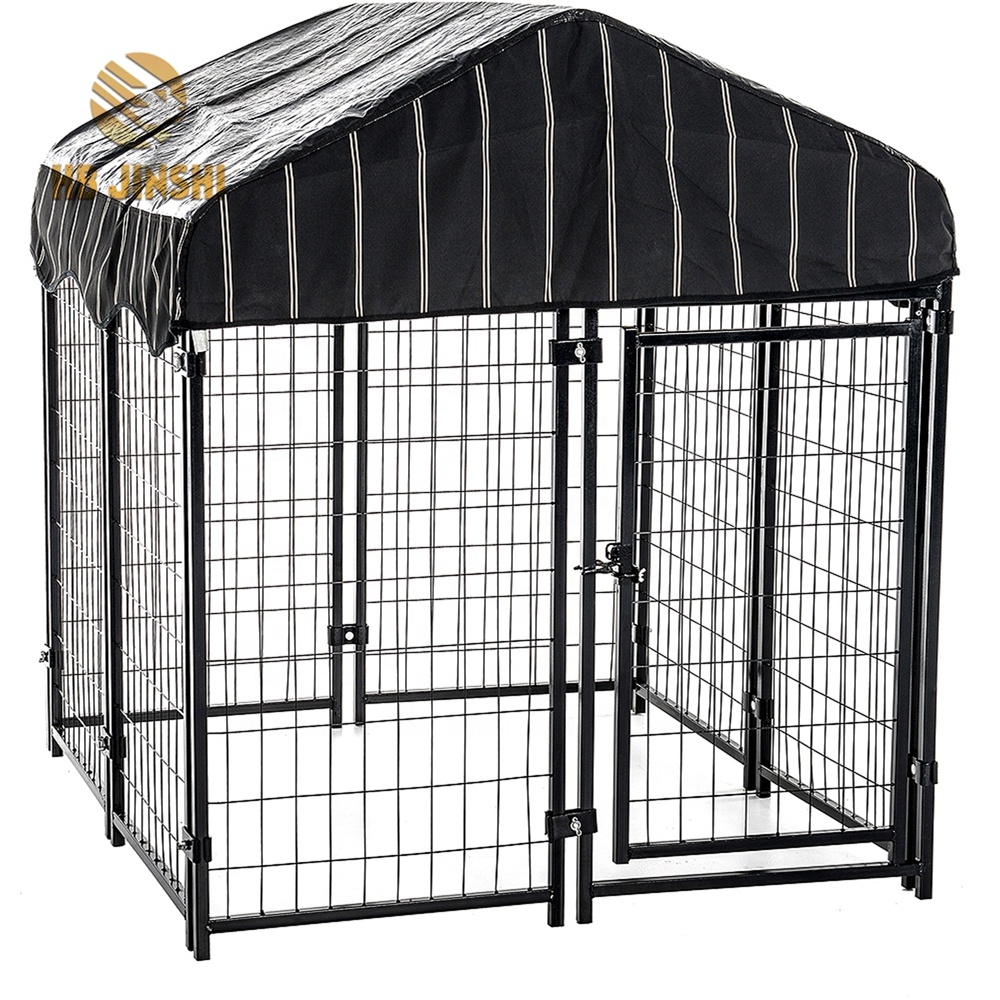 4x4x6ft голем надвор од вратата со црн прав обложен преклопен кафез за животни од одгледувачницата за кучиња