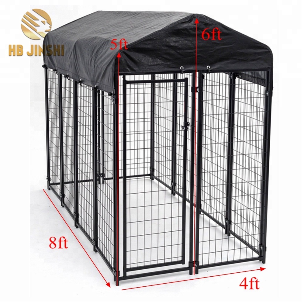 4x4x4.5ft large out door black powder coated folded heavy duty dog kennel animal cage