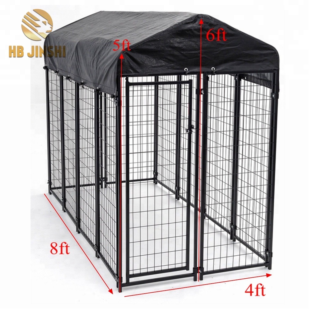 4x4x4.5ft large out door black powder coated folded heavy duty dog kennel animal cage