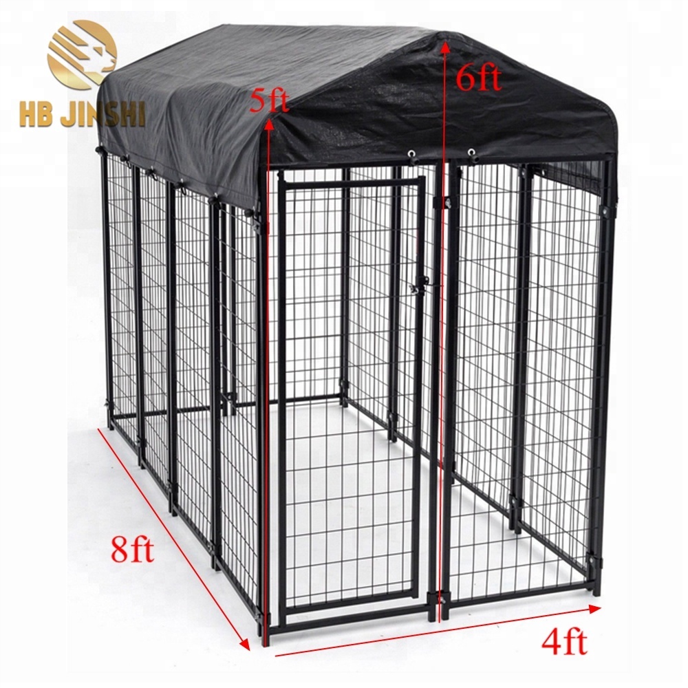 4x4x4.5ft badag kaluar panto bubuk hideung coated narilep tugas beurat anjing kennel kandang sato