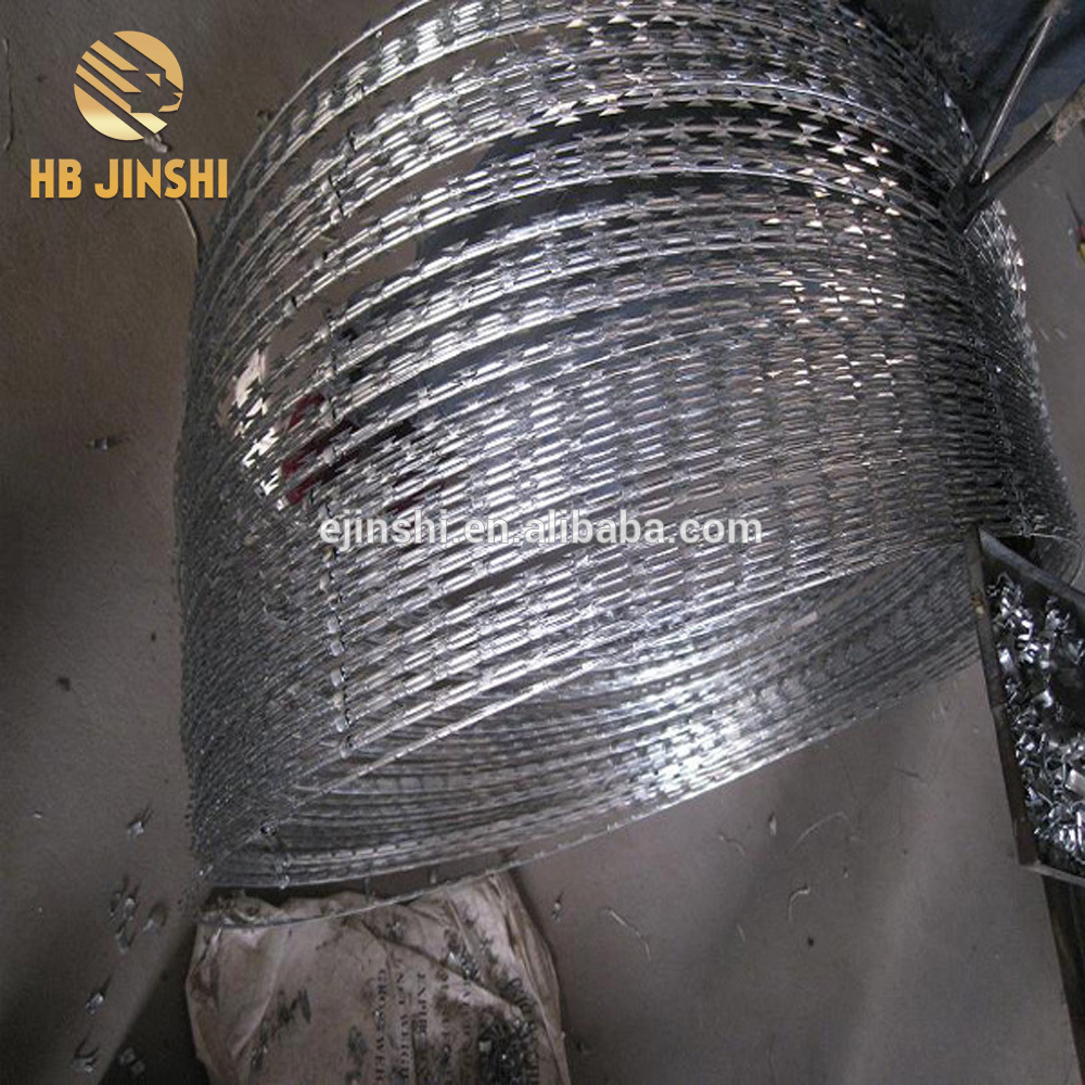 Galvanized crossed coils High Security Razor barbed wire