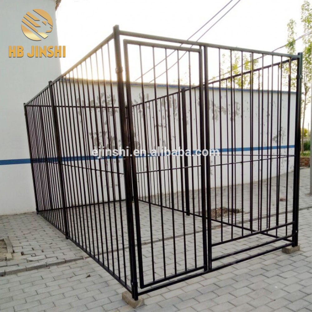 Black Large Welded outdoor plastic coated dog kennels