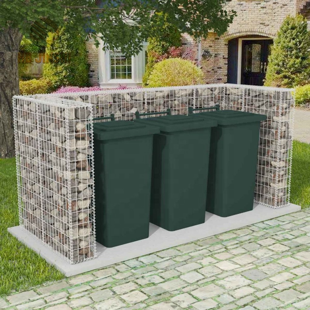 Gabion Triple Wheelie Bin Surround Steel 250x100x120 cm Store Shed