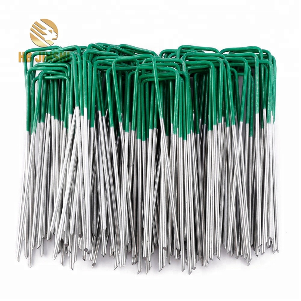 Half Green Artificial Grass Turf Galvanised U Pins Metal Peg Staples