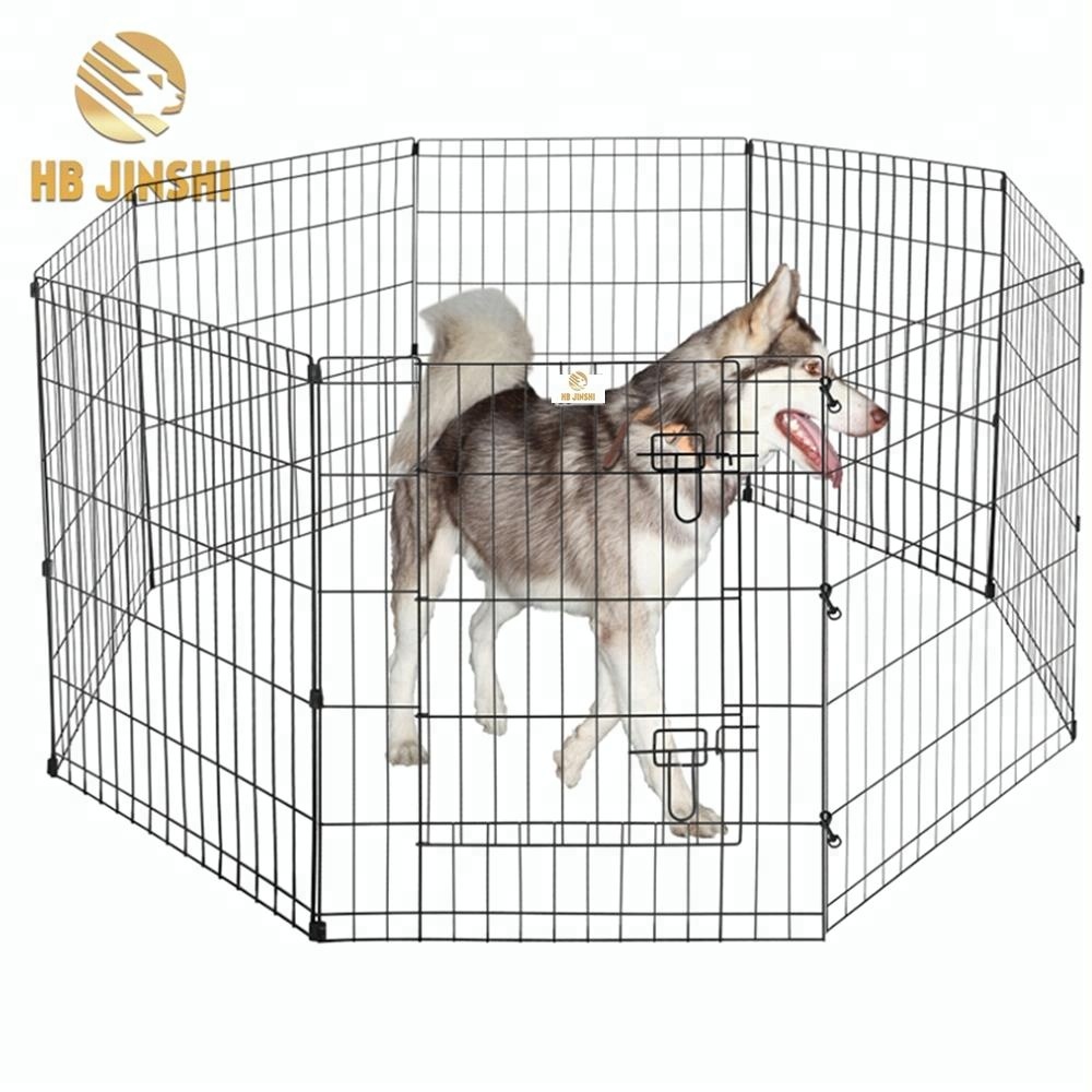 Skládací ohrádka pro psy s kovovým černým drátěným plotem pro těžký provoz