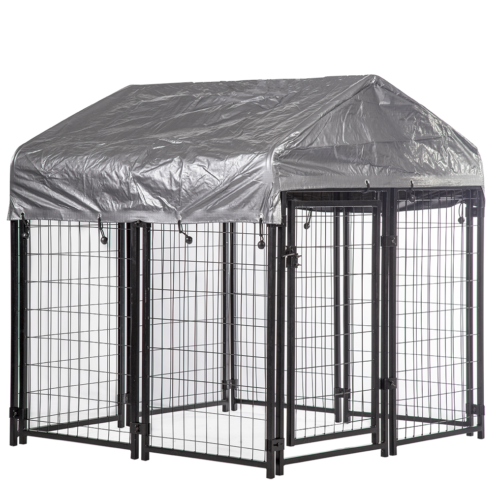 8x4x6ft large out door black powder coated folded heavy duty dog kennel