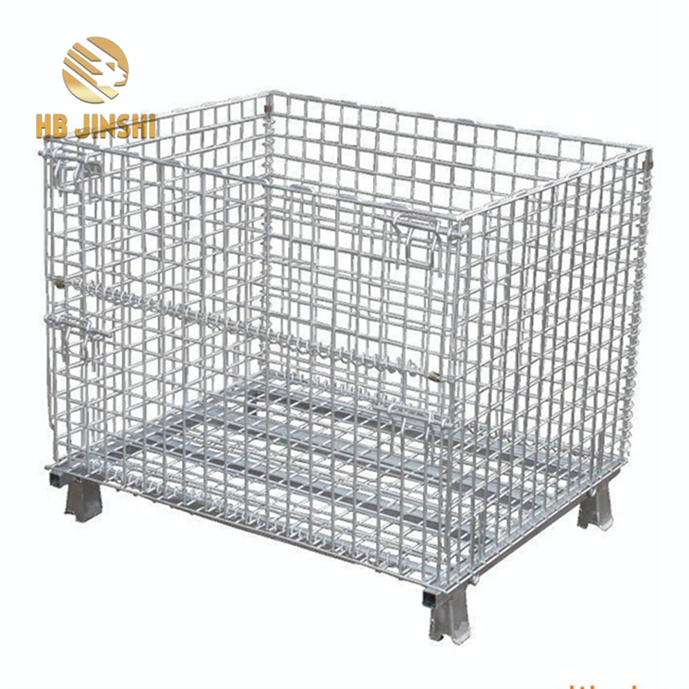 Amandla aphezulu Collapsible wire Container kunye Casters Seta Metal Mesh Storage Bin