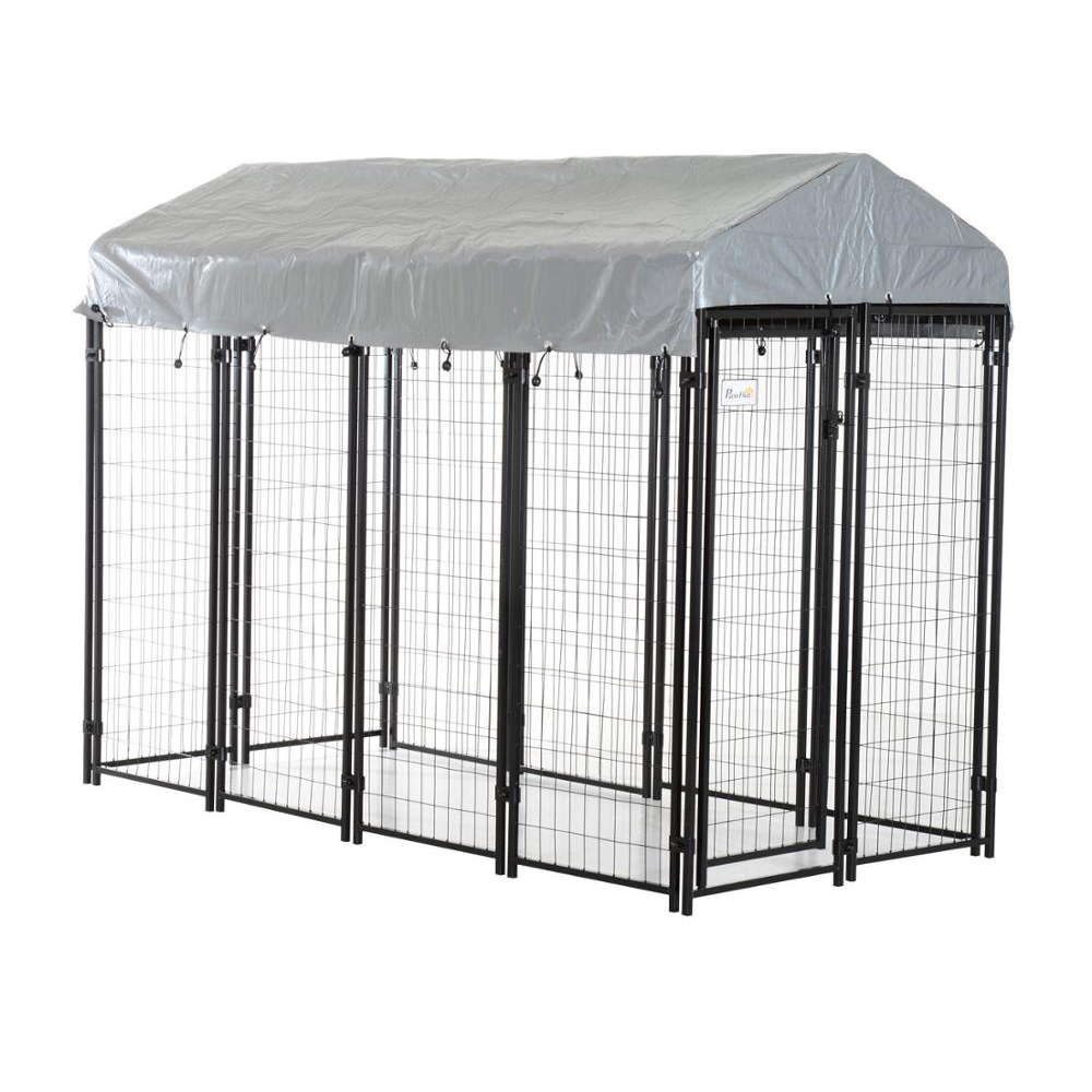 JINSHI Brand Black Powder Coating Dog Run Cages with Awning Cloth