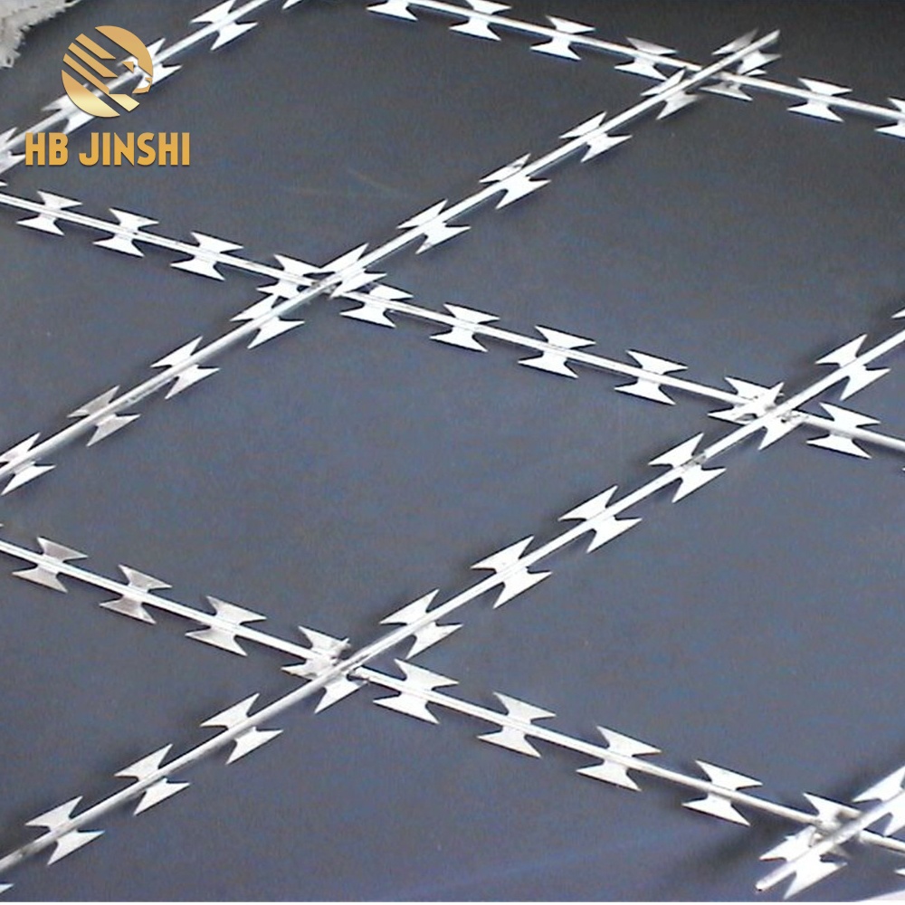 Welded razor wire mesh used in airports