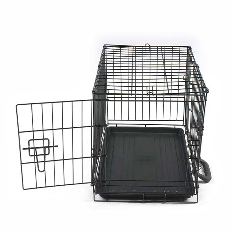 Transporte de mascotas de acero portátil jaula de transporte de perro de doble puerta grande