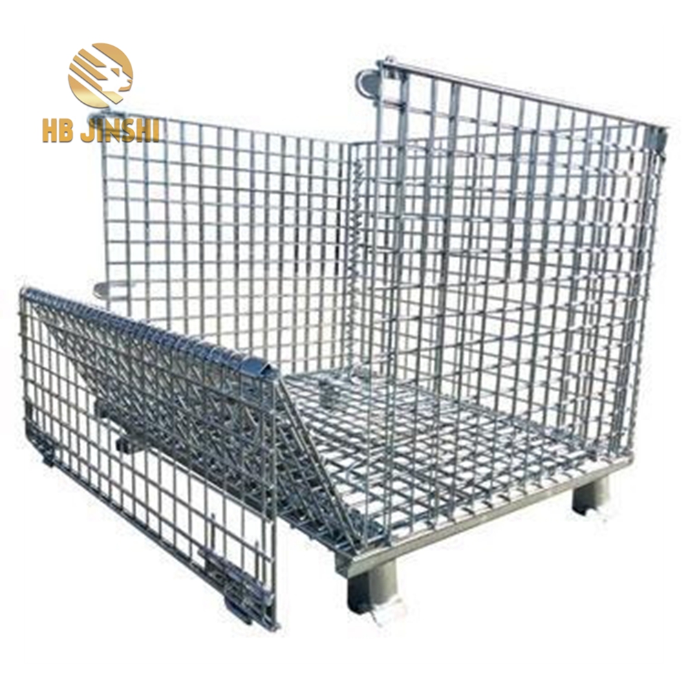 Warehouse Foldable Wire Container , 4 Gauge Wire Mesh Pallet Containers