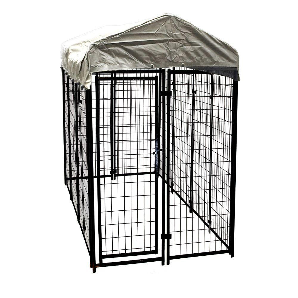 JINSHI Grouss ausklappen Drot Hausdéier Käfeg fir Hond Haus Metal Hond Crate kennel mat Gate