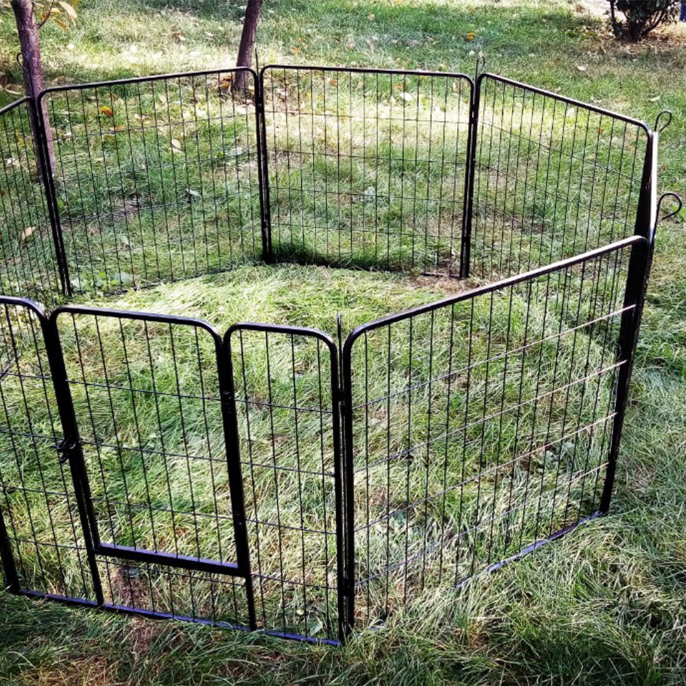 Dog Playpen Crate Fence Puppy & Pet Exercise Cage Kennel 8 පැනලය
