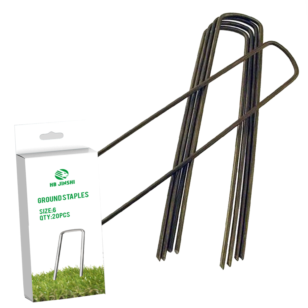 Galvanized 6''*1''*6'' Ground Staples Пейзаж бакчасы U Формалуу Сод Степлери