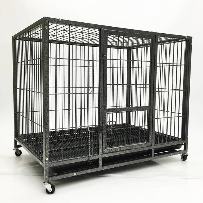 large dog cage with feeding door