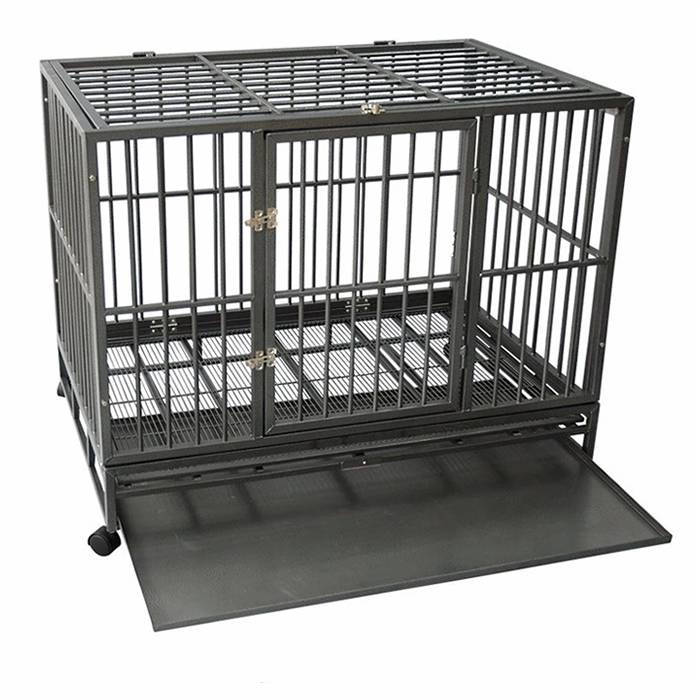 movable pan wheeled dog crate